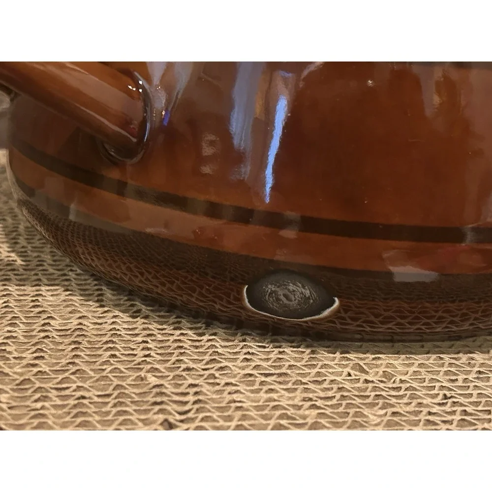 Vtg 70's SCANDIA West Bend Brown Enamel Steel Striped Yugoslavia‎ READ